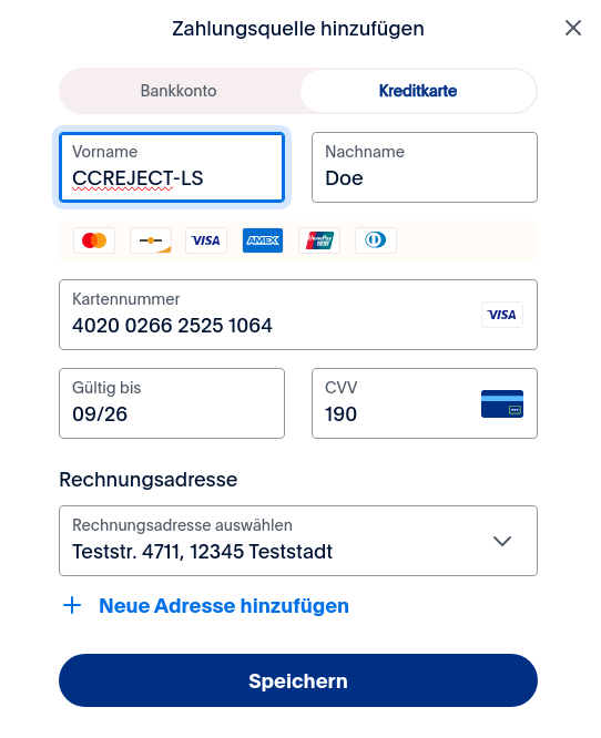Credit card with rejection trigger